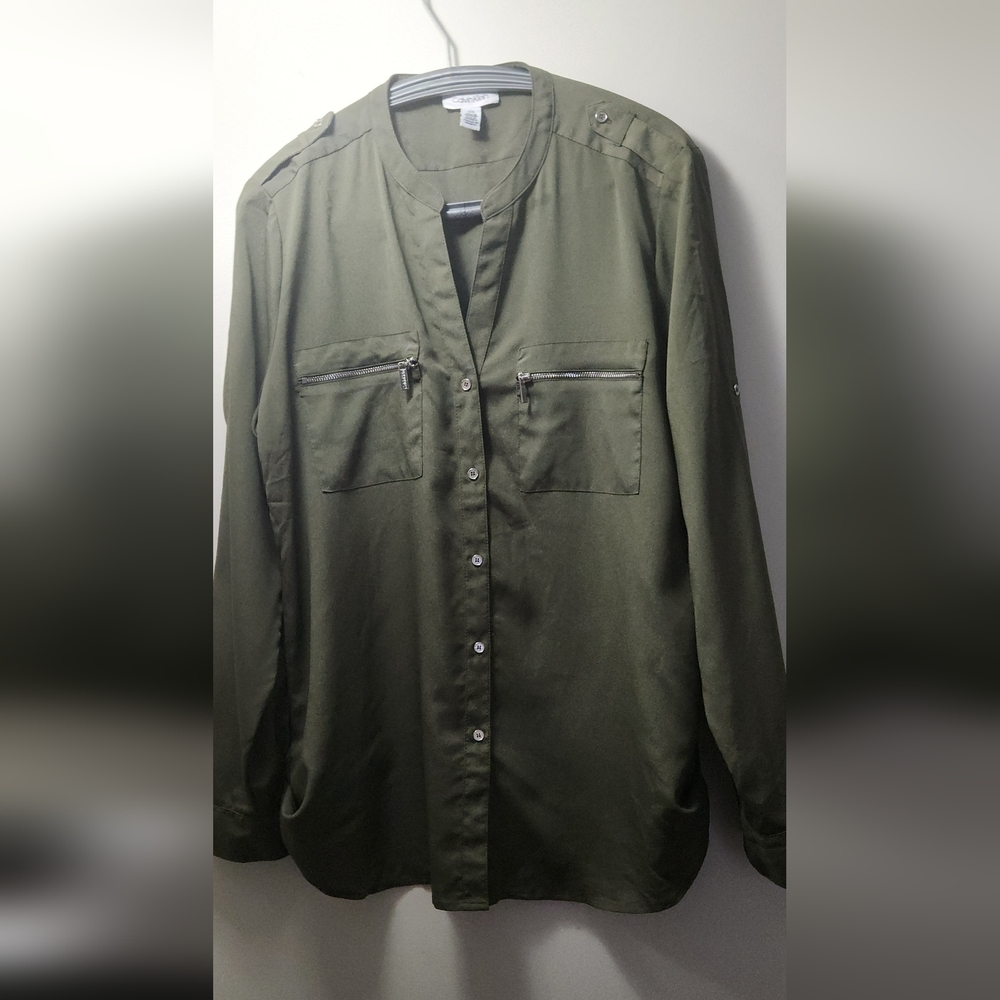 Calvin Klein Dark Green Casual Button Down Shirt